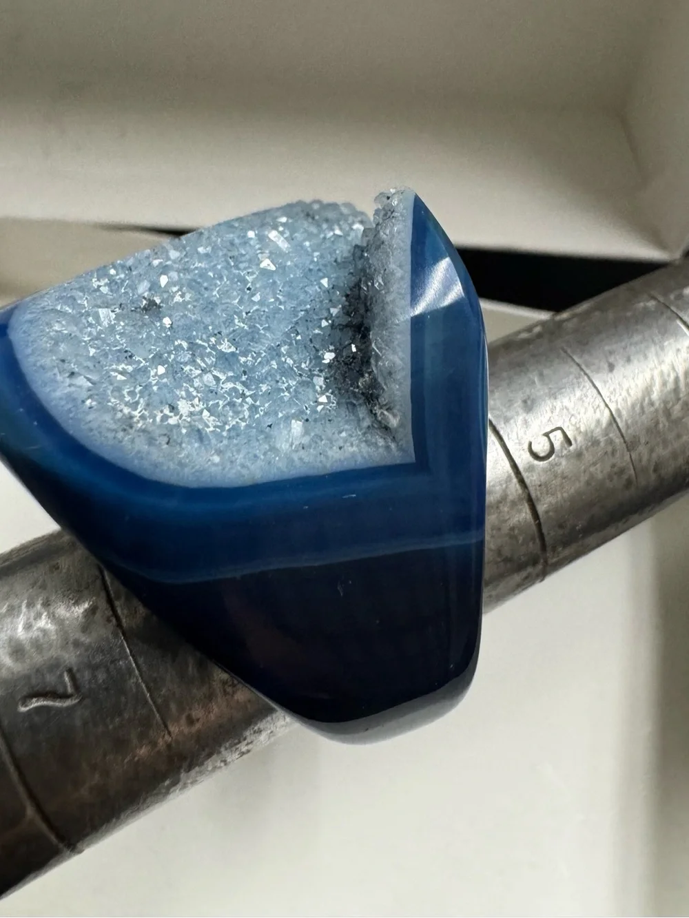 Blue Cobalt Druzy Carved Ring